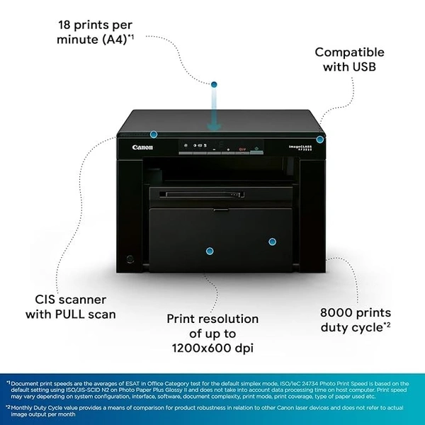 SKU-0088/ LASERJET- Canon MF3010 Digital Multifunction Laser Printer, Black, Standard