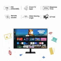 SKU-0560/ SIZE- 32" -Samsung 32" (80cm) M5 Smart Monitor with Smart TV Experience|FHD 1920 x 1080|Bezeless|OTT Apps|IoT Hub|Office 365|Workout Tracker|Speakers|Remote|Wi-Fi|Bluetooth|LS32DM501EWXXL|Black