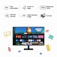 SKU-0556/ SIZE- 27" -Samsung 27" (68.6cm) M5 Smart Monitor with Smart TV Experience|FHD 1920 x 1080|Bezeless|OTT Apps|IoT Hub|Office 365|Workout Tracker|Speakers|Remote|Wi-Fi|Bluetooth|LS27BM500EWXXL|Black