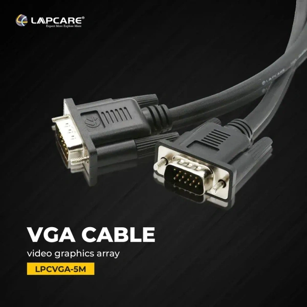 SKU-0420/ VGA CABLE- 1.5MTR- LAPCARE- Lapcare Premium VGA Cable, 15Pin Male to Male (1.5M)-Black- 1 Year Warrenty