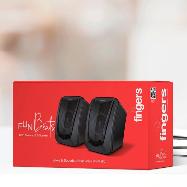 SKU-0276/ SPEAKERS- FINGERS FunBeats USB Multimedia Speaker (6 W 2.0 channel | Volume Controller | Powerful Bass | Black Standard)