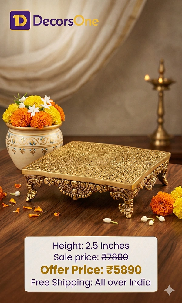 Brass Designed Chowki Stand 2.5"