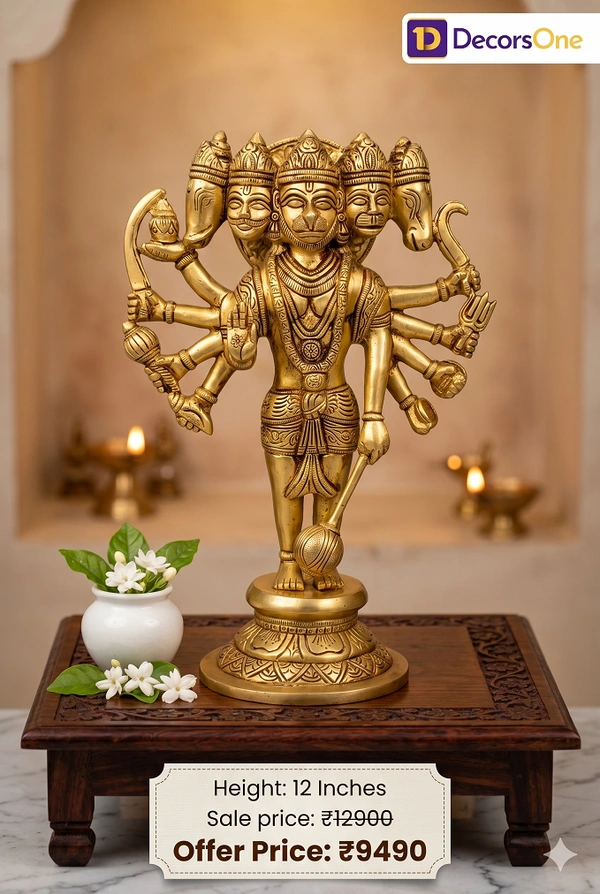 Brass Panchamukhi Hanuman Statue