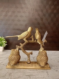 DecorsOne Brass Owls & Birds on Tree Home Decor Showpiece 8.5″
