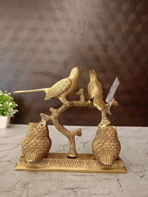 DecorsOne Brass Owls & Birds on Tree Home Decor Showpiece 8.5″