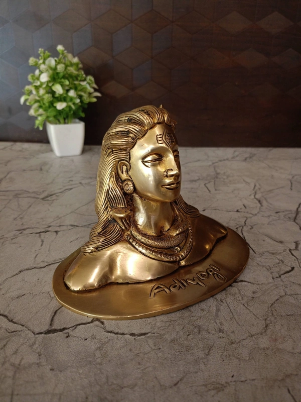 Brass AdiYogi With Golden Antique Finish idol