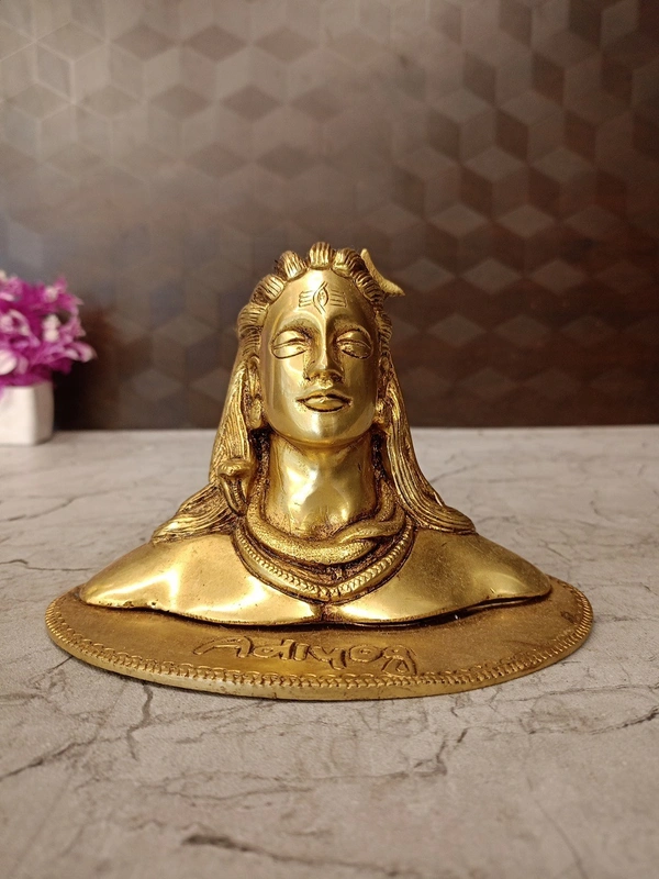 Brass AdiYogi With Golden Antique Finish idol