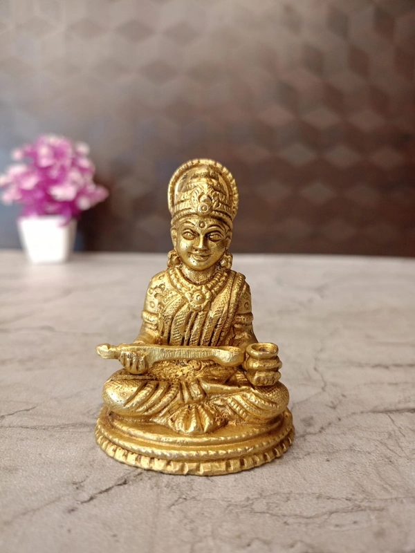 Brass Annapoorani Small Statue For Pooja / Abundance and Nourishment