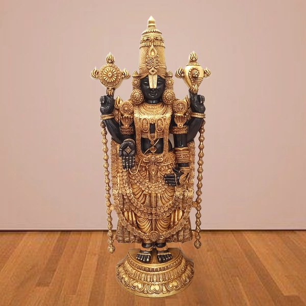 DecorsOne Brass Tirupati Balaji idol’s black antique finish / Bring Wealth, Peace & Protection Home