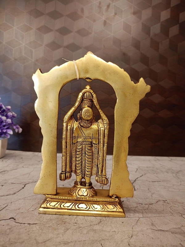 DecorsOne Brass Arch Balaji Statue For Pooja And Home Decor / Brass Perumal Symbol of Prosperity & Grace