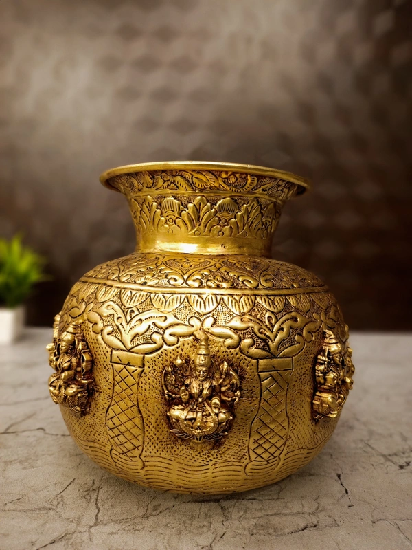 DecorsOne Brass Ashtalakshmi Kalasam For Pooja 8"