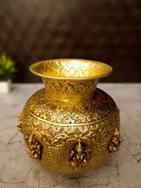 DecorsOne Brass Ashtalakshmi Kalasam For Pooja 8"