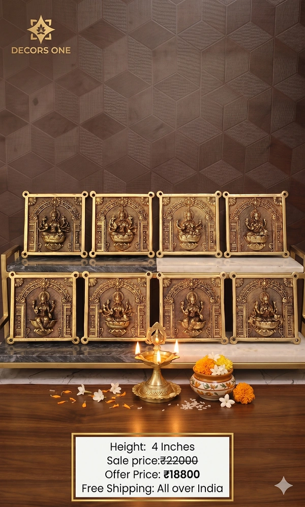 DecorsOne Brass Super Fine Ashtalakshmi Plate Wall Mount 4"