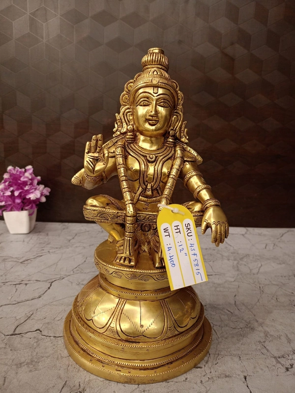 DecorsOne Superfine Brass Ayyappan Statue For Pooja 12″