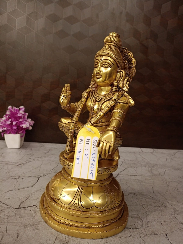 DecorsOne Superfine Brass Ayyappan Statue For Pooja 12″