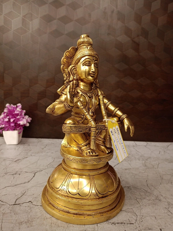 DecorsOne Superfine Brass Ayyappan Statue For Pooja 12″