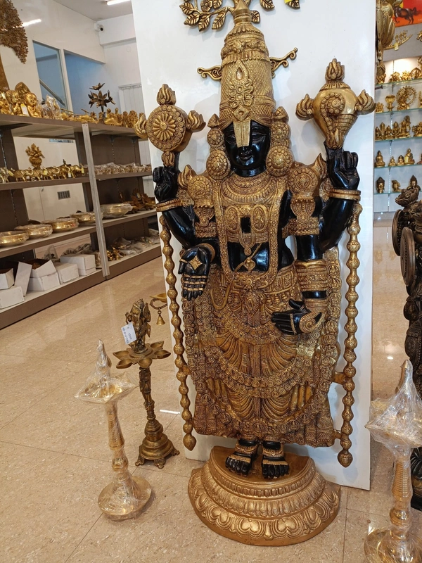DecorsOne Brass Tirupati Balaji idol’s black antique finish / Bring Wealth, Peace & Protection Home