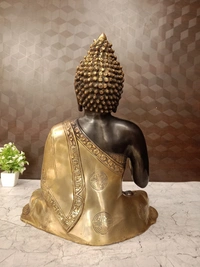 DecorsOne Brass Buddha Black And Golden Finish Base Idol- 16.5″