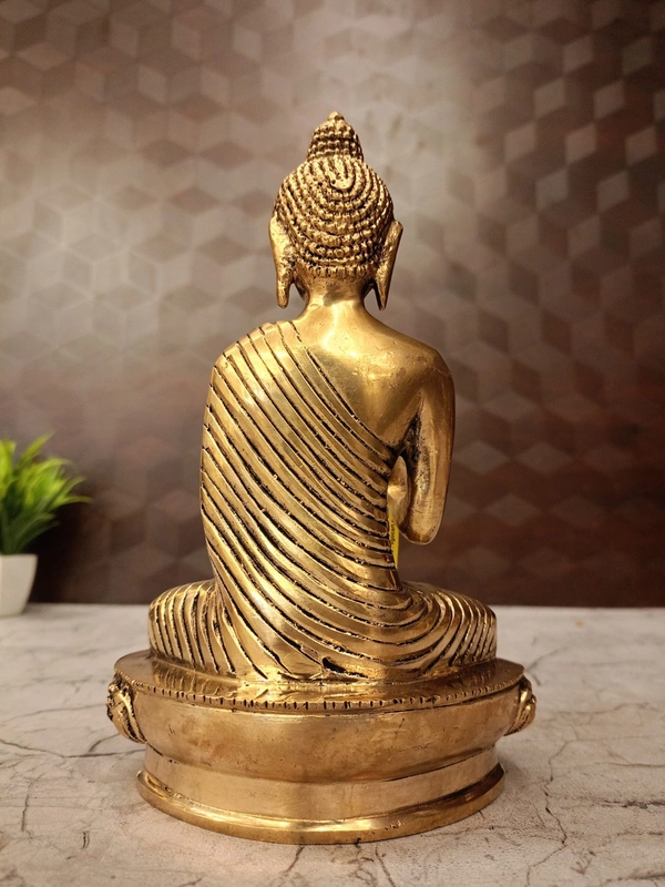 Brass Buddha Idol For Home Decor Half Base Design