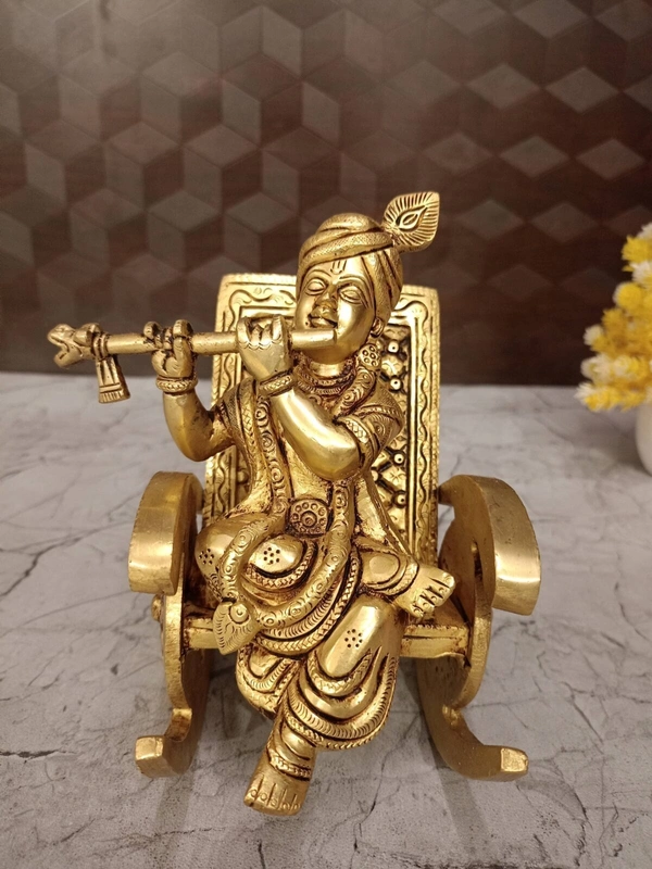 Brass Krishna Chair Idol