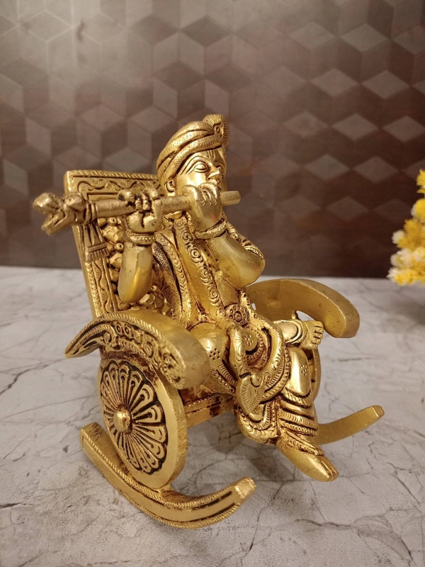 Brass Krishna Chair Idol