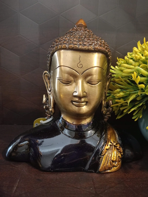 Brass Semi Colored Buddha idol