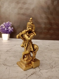 DecorsOne Brass Fine Art Cow Krishna Statue 4″