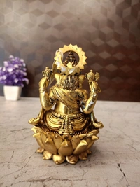 Brass Fine Art Ganesha Statue Sitting On Lotus
