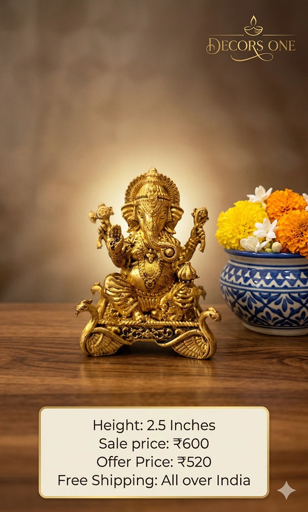 DecorsOne Brass Fine art Ganesha Idol 2″