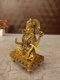 Brass Fine Art lakshmi Idol Sitting On Chowki Stand