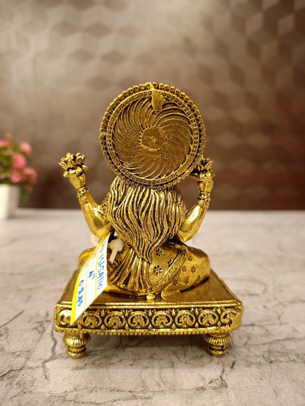 Brass Fine Art lakshmi Idol Sitting On Chowki Stand