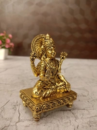 Brass Fine Art lakshmi Idol Sitting On Chowki Stand