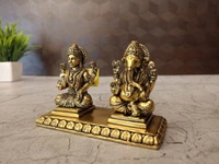 Brass Fine Art Lakshmi Ganesha On Rectangle Base