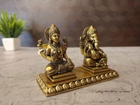 Brass Fine Art Lakshmi Ganesha On Rectangle Base