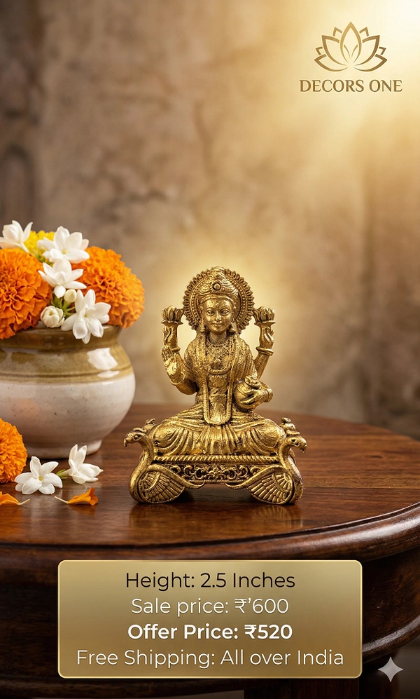 DecorsOne Brass Fine art Lakshmi Idol 2″
