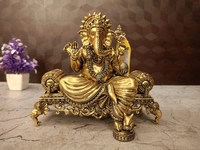 Brass Fine Art Ganesha Sitting On Sofa Idol