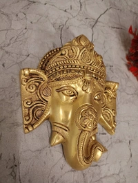 Brass Ganesha Face Wall Mount / Antique And Handicraft Idol , Listening and Grasping