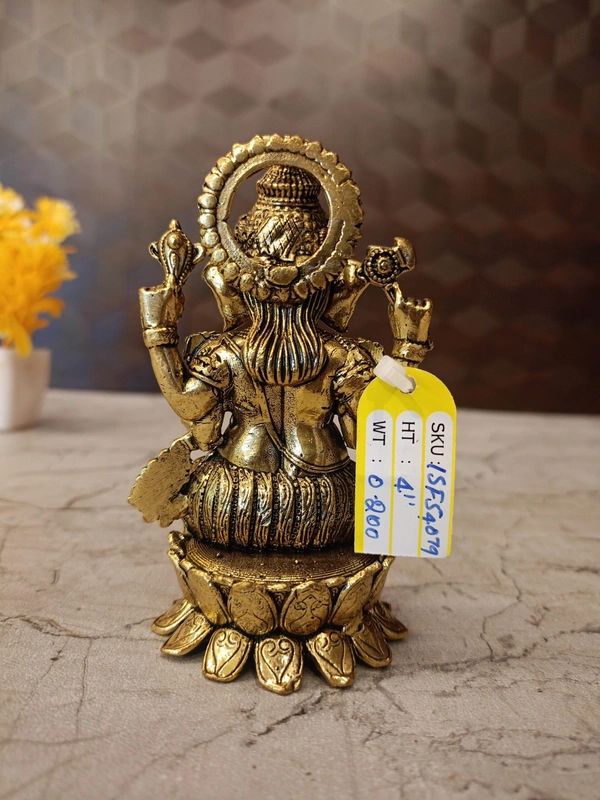 Brass Fine Art Ganesha Idol Sitting On Lotus Base