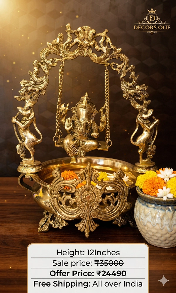 Brass Swing Ganesha Uruli Idol