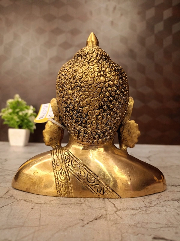 Brass Plain Semi Buddha Idol / Golden Finish