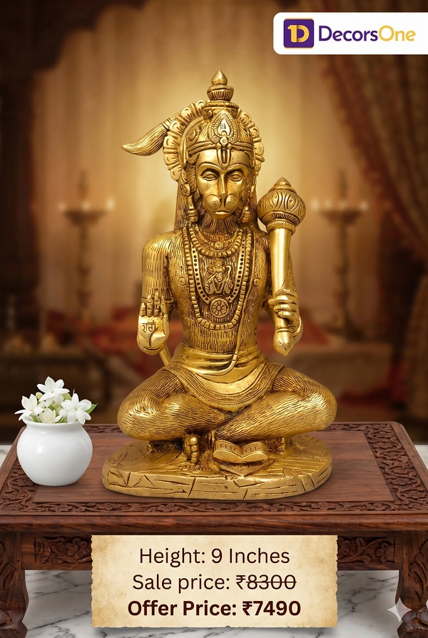 Brass Hanuman Sitting Idol