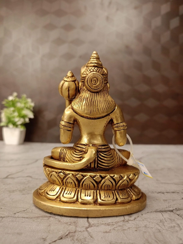 Brass Hanuman Idol Sitting On Lotus Oval Base