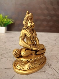 Brass Hanuman Idol Sitting On Oval Base