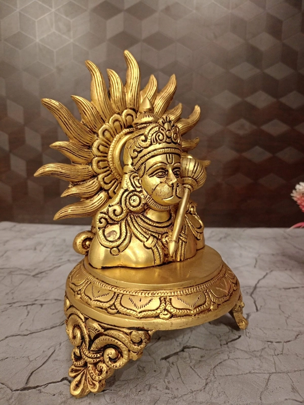 DecorsOne Brass Hanuman Face on Base Idol