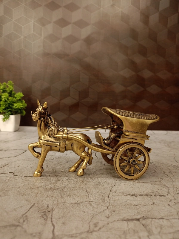 DecorsOne Brass Horse Cart Idol- 3.5″