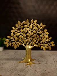 DecorsOne Brass Kalpavriksha Tree With Flowers 13"