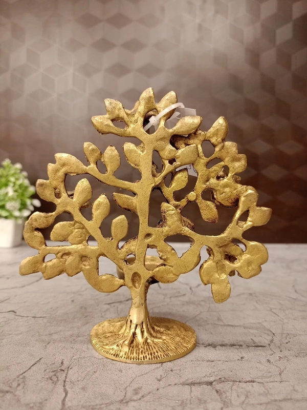 DecorsOne Brass Kalpaviruksha Tree Diya With Flowers 6''