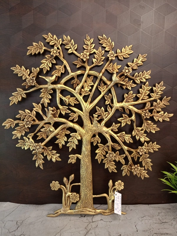 DecorsOne Brass kalpavriksha Tree With Flowers Wall Mount 20"