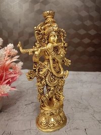 Brass Well Designed Krishna Idol