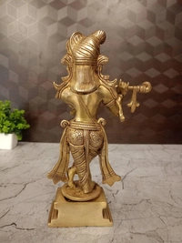 DecorsOne Brass Krishna with Square and Round Base- 9.5″